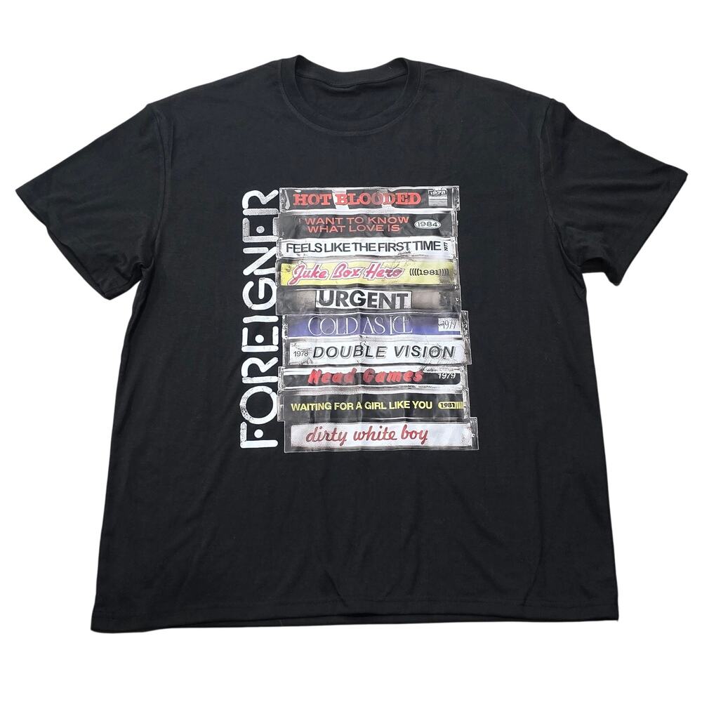 Foreigner Band Classic Hit Cassette Tape Graphic Print T-Shirt